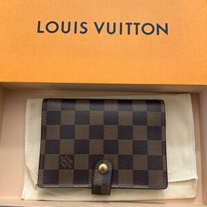 Pre-owned Louis Vuitton  Damier Ebene PM Ring Agenda Cover